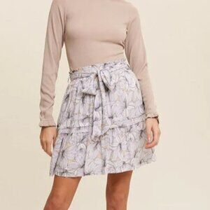 Listicle women's M tiered ruffle belted boho floral printed skirt EUC